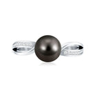 7.25 CT Solitaire Tahitian Pearl Engagement Ring with Diamond AAA - Rosec Jewels