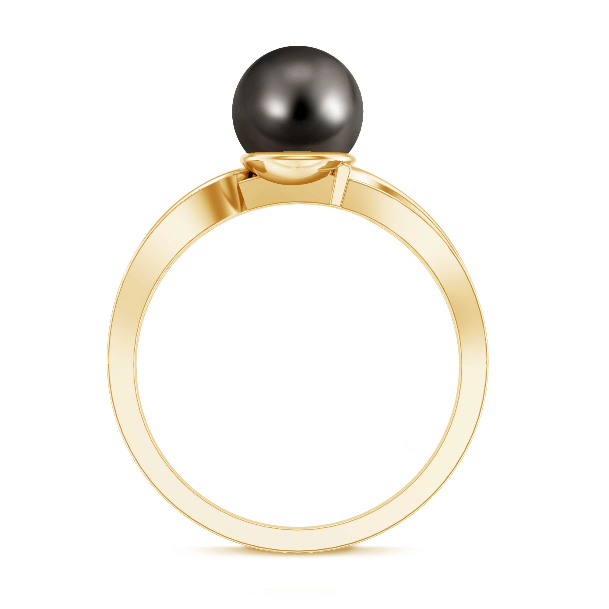 7.25 CT Solitaire Tahitian Pearl Engagement Ring with Diamond AAA - Rosec Jewels
