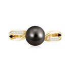7.25 CT Solitaire Tahitian Pearl Engagement Ring with Diamond AAA - Rosec Jewels