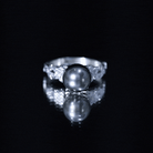 Genuine 8 Carat Tahitian Black Pearl Flower Engagement Ring with Diamond AAA - Rosec Jewels