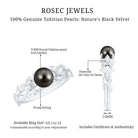 Genuine 8 Carat Tahitian Black Pearl Flower Engagement Ring with Diamond AAA - Rosec Jewels