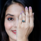 Genuine 8 Carat Tahitian Black Pearl Flower Engagement Ring with Diamond AAA - Rosec Jewels