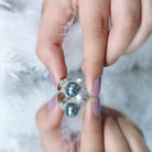 Genuine 8 Carat Tahitian Black Pearl Flower Engagement Ring with Diamond AAA - Rosec Jewels