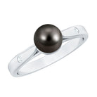 Solitaire Black Tahitian Pearl Engagement Ring with Certificate AAA - Rosec Jewels