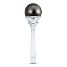Tahitian Pearl and Diamond Engagement Ring with Split Shank AAA - Rosec Jewels
