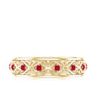 Vintage Style Lab Created Ruby Celtic Wedding Band with Certificate AAAA - Rosec Jewels