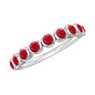 Rosec Jewels-Minimal Created Ruby Half Eternity Ring in Bezel Setting
