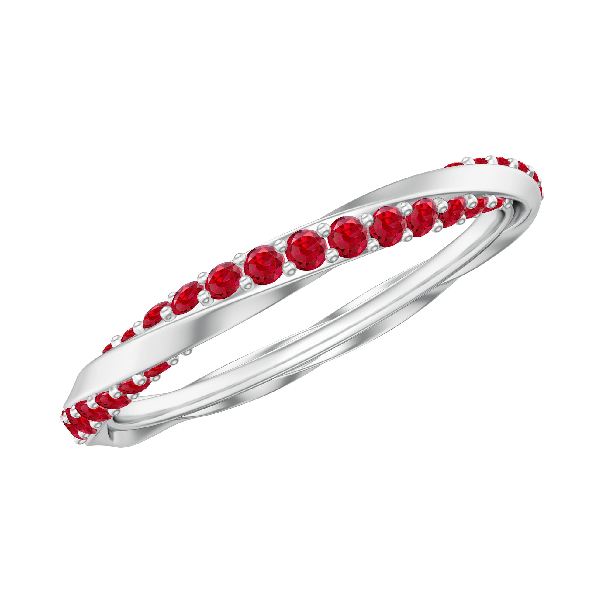 Lab-Created Ruby Twisted Eternity Band Ring Lab Created Ruby - ( AAAA ) - Quality - Rosec Jewels