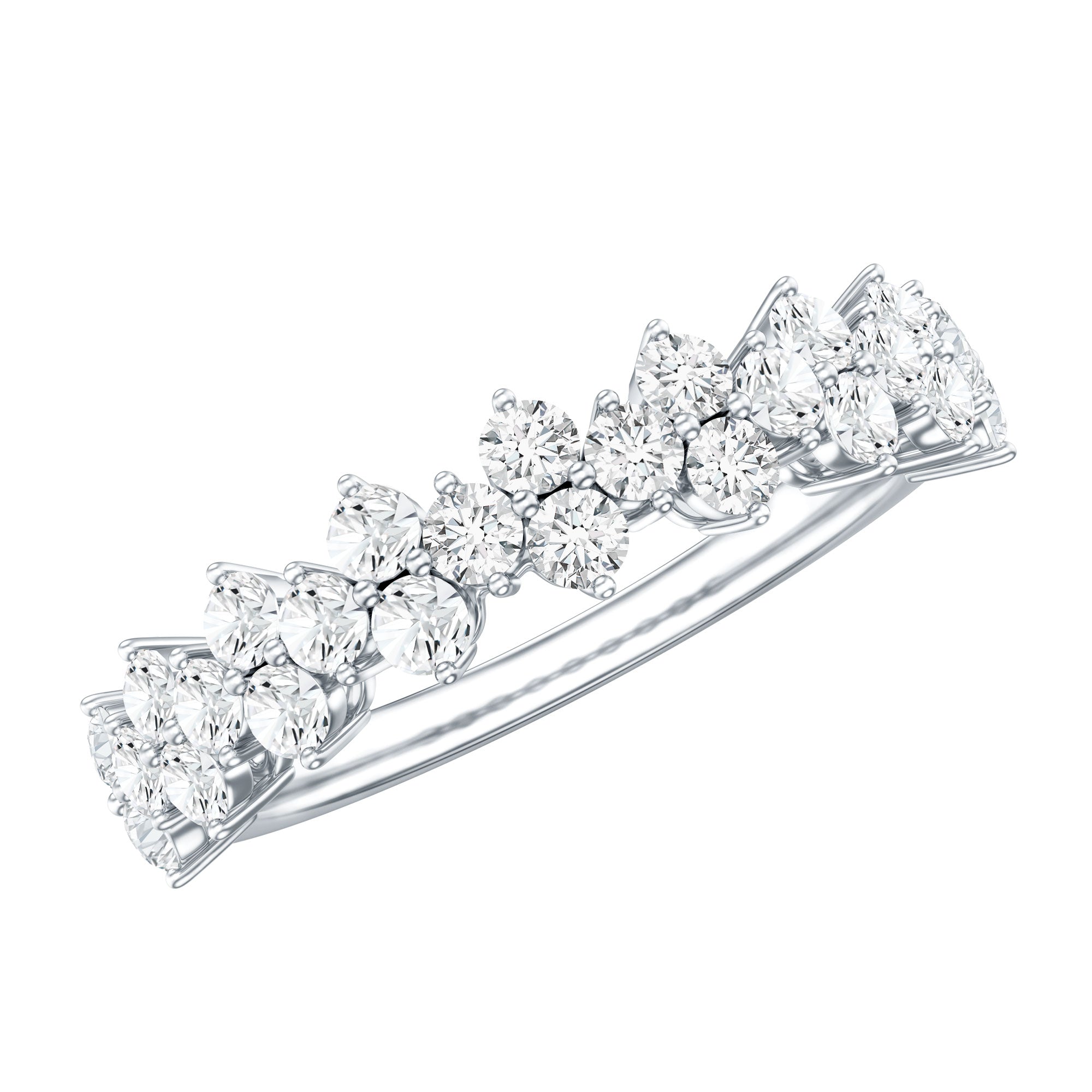 Natural Diamond Half Eternity Wedding Band with Certificate Natural - ( HI-SI ) - Rosec Jewels