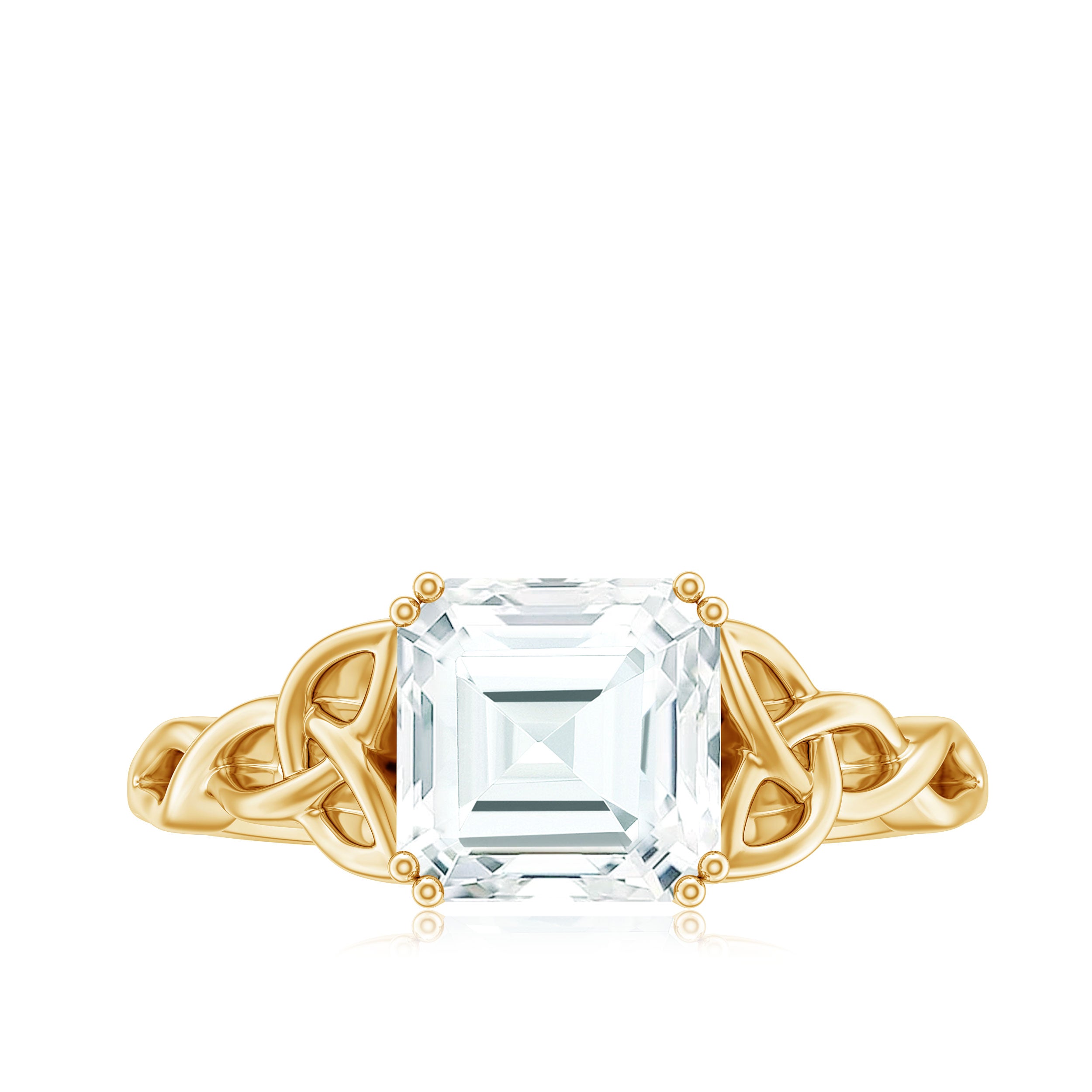 Asscher Cut 8 MM Moissanite Celtic Knot Engagement Ring D-VS1 - Rosec Jewels