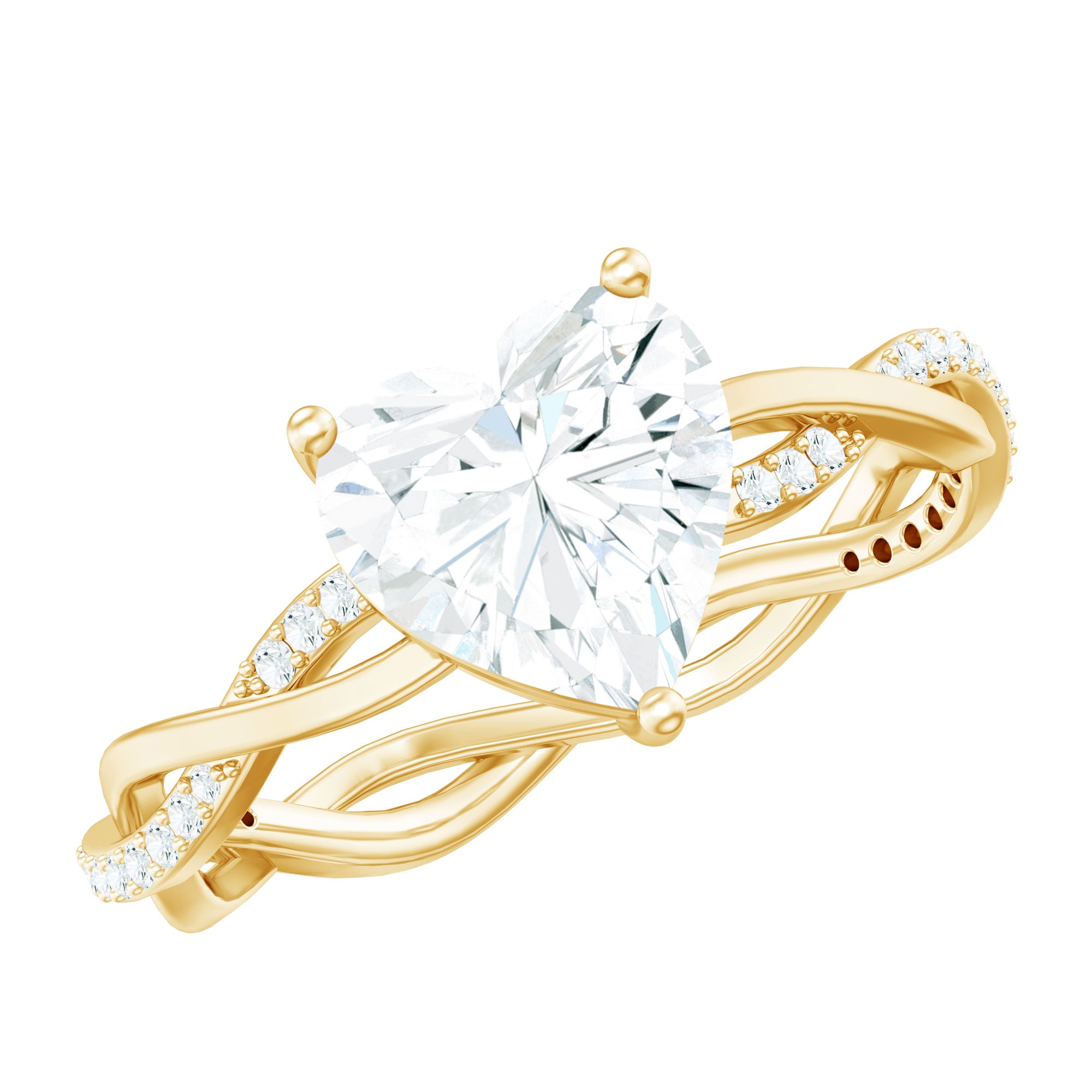 Rosec Jewels-Solitaire Heart Shape Moissanite Braided Engagement Ring