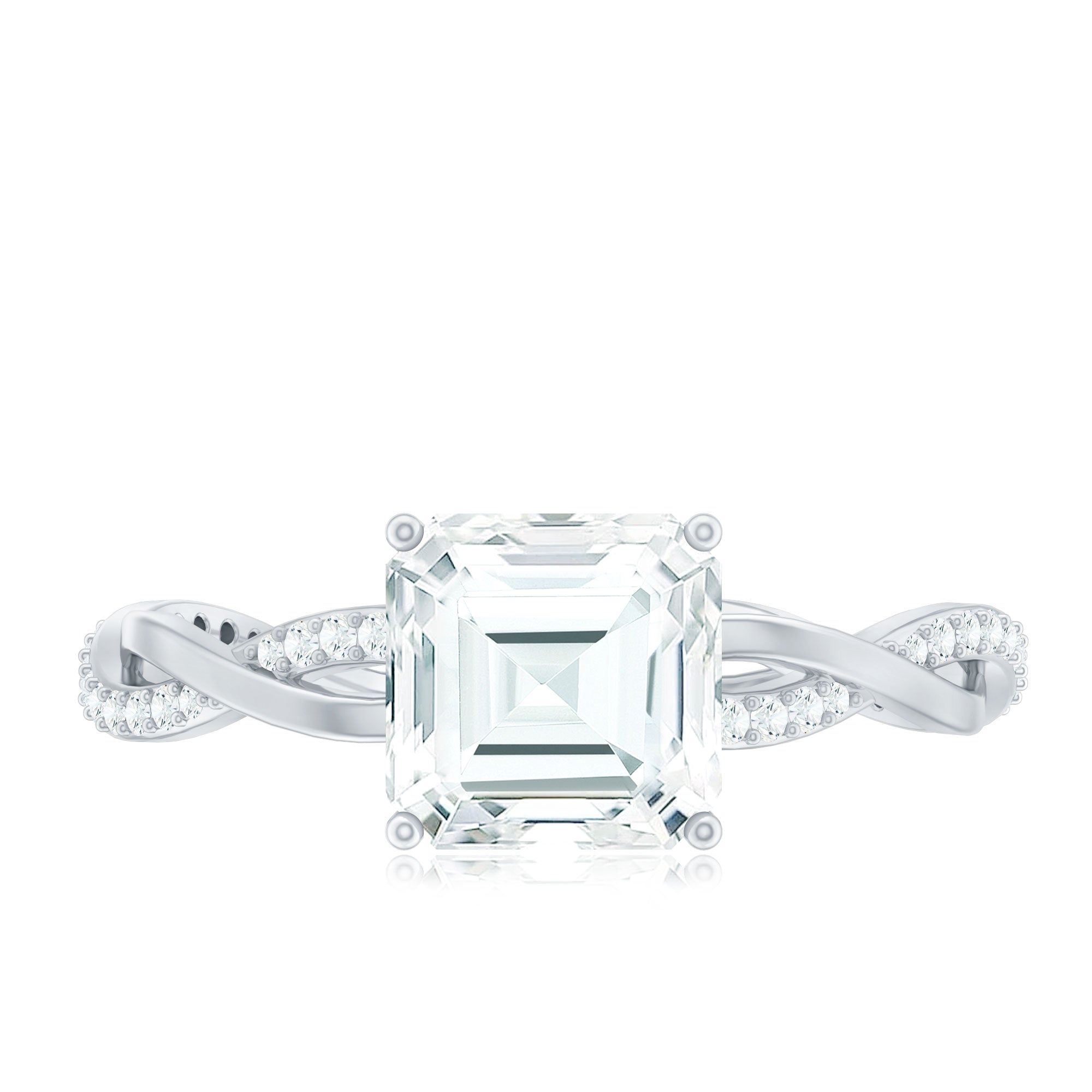 Solitaire Moissanite Asscher Cut Engagement Ring D-VS1 - Rosec Jewels