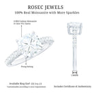 Rosec Jewels-Solitaire Moissanite Cushion Cut Engagement Ring with Side Stones