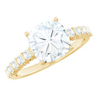 Rosec Jewels-Solitaire Moissanite Cushion Cut Engagement Ring with Side Stones
