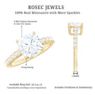 Rosec Jewels-Solitaire Moissanite Cushion Cut Engagement Ring with Side Stones