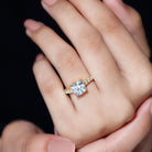 Rosec Jewels-Solitaire Moissanite Cushion Cut Engagement Ring with Side Stones