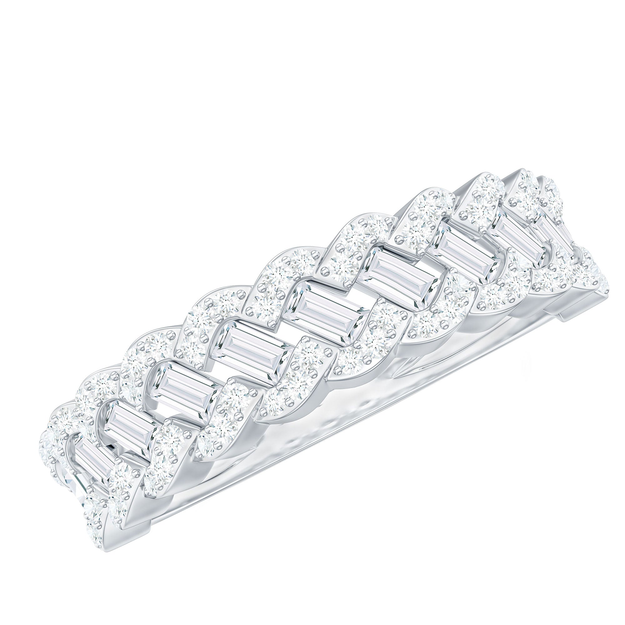 Baguette and Round Cut Zircon Braided Anniversary Ring