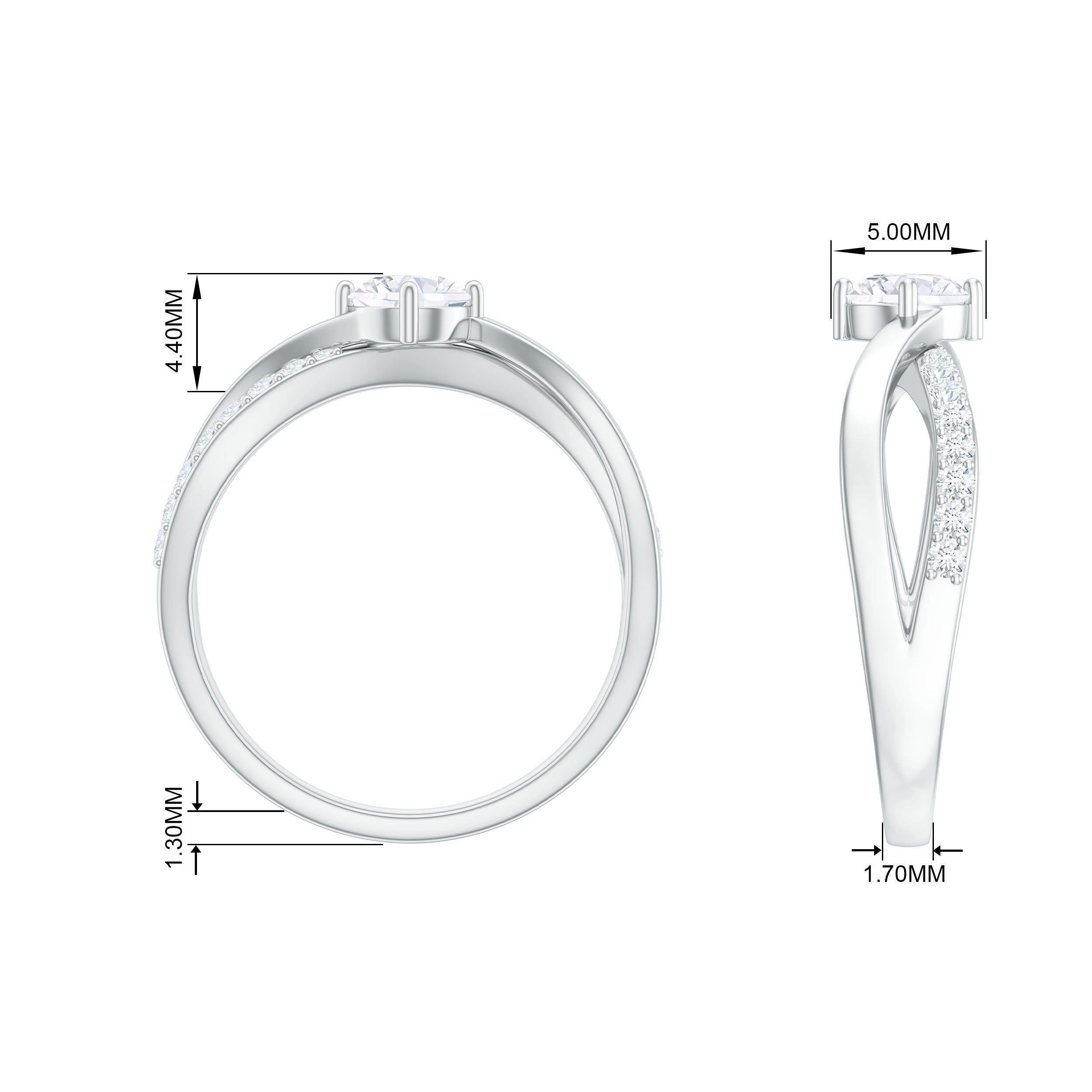 Round Cut Zircon Infinity Solitaire Ring in Prong Setting AAAA - Rosec Jewels