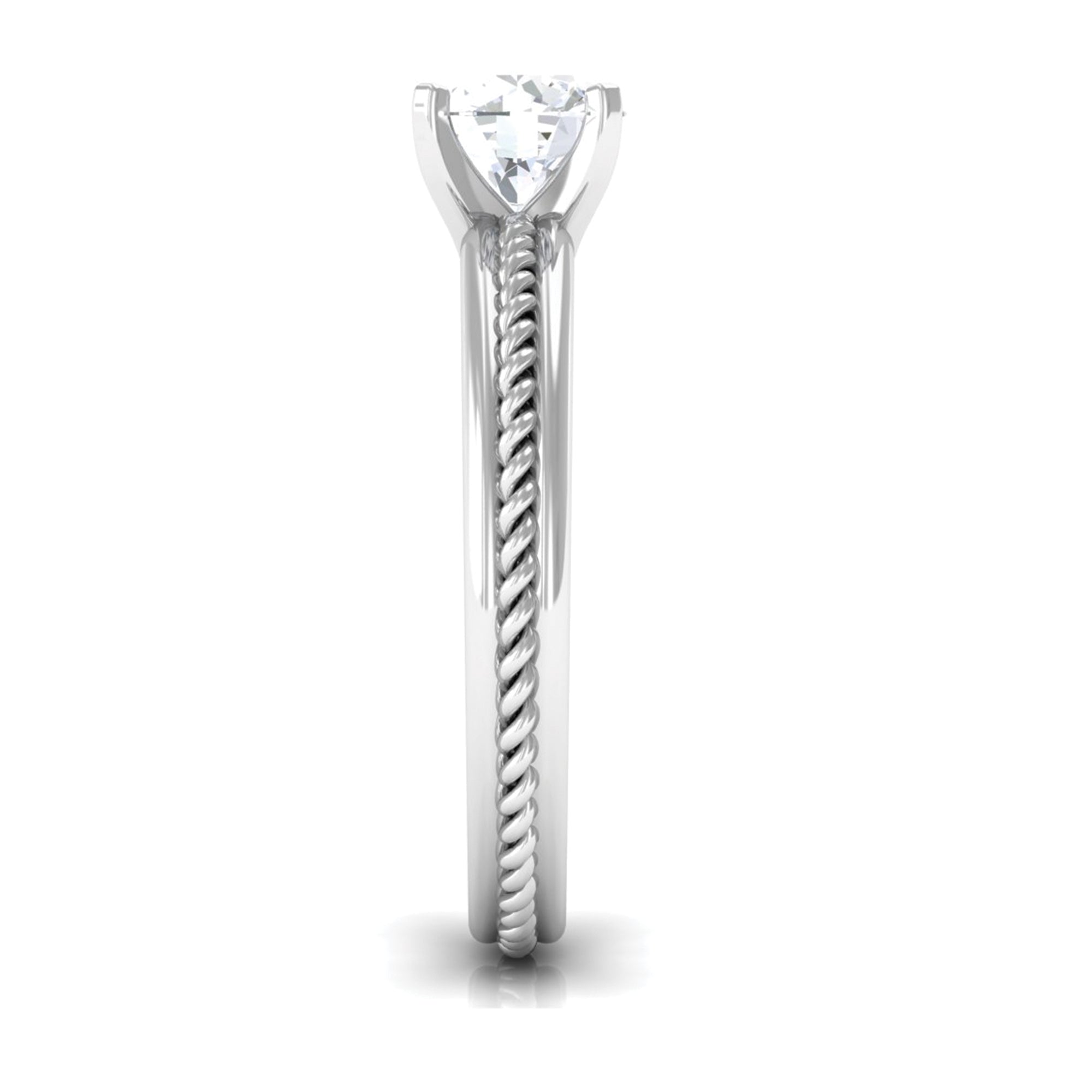 Cubic Zirconia Solitaire Twisted Rope Ring in Square Prong Setting AAAA - Rosec Jewels