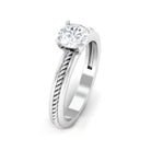 Cubic Zirconia Solitaire Twisted Rope Ring in Square Prong Setting AAAA - Rosec Jewels