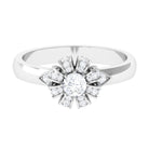 Classic Zircon Floral Engagement Ring AAAA - Rosec Jewels