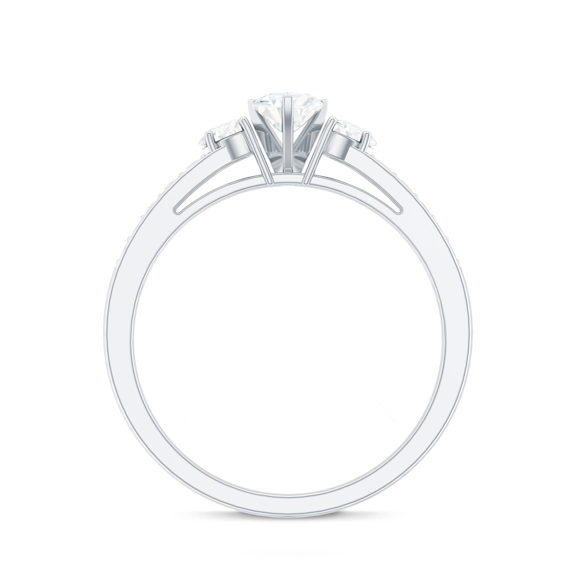 Heart Shape Zircon Anniversary Ring with Side Stones AAAA - Rosec Jewels