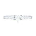 Heart Shape Zircon Anniversary Ring with Side Stones AAAA - Rosec Jewels