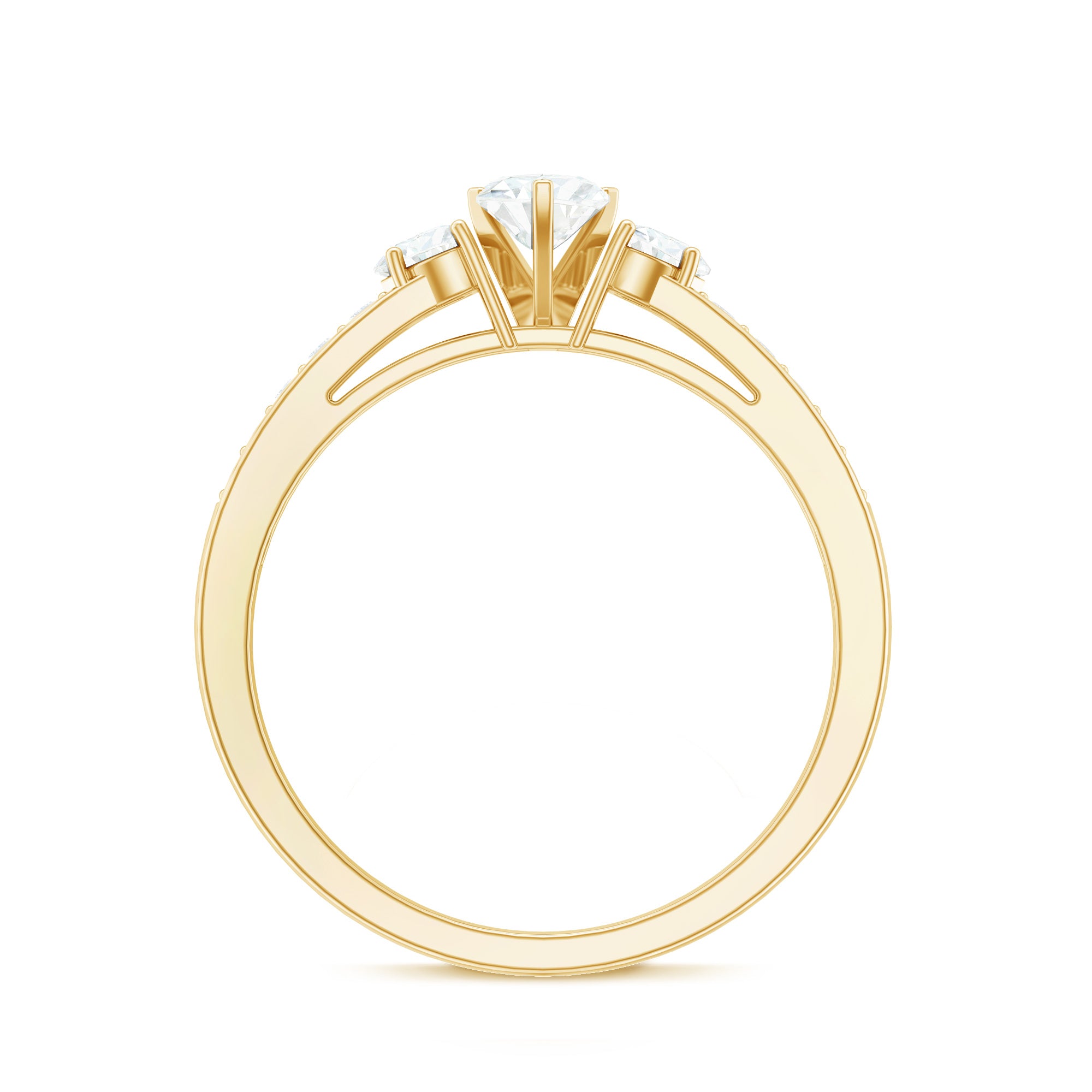 Heart Shape Zircon Anniversary Ring with Side Stones AAAA - Rosec Jewels