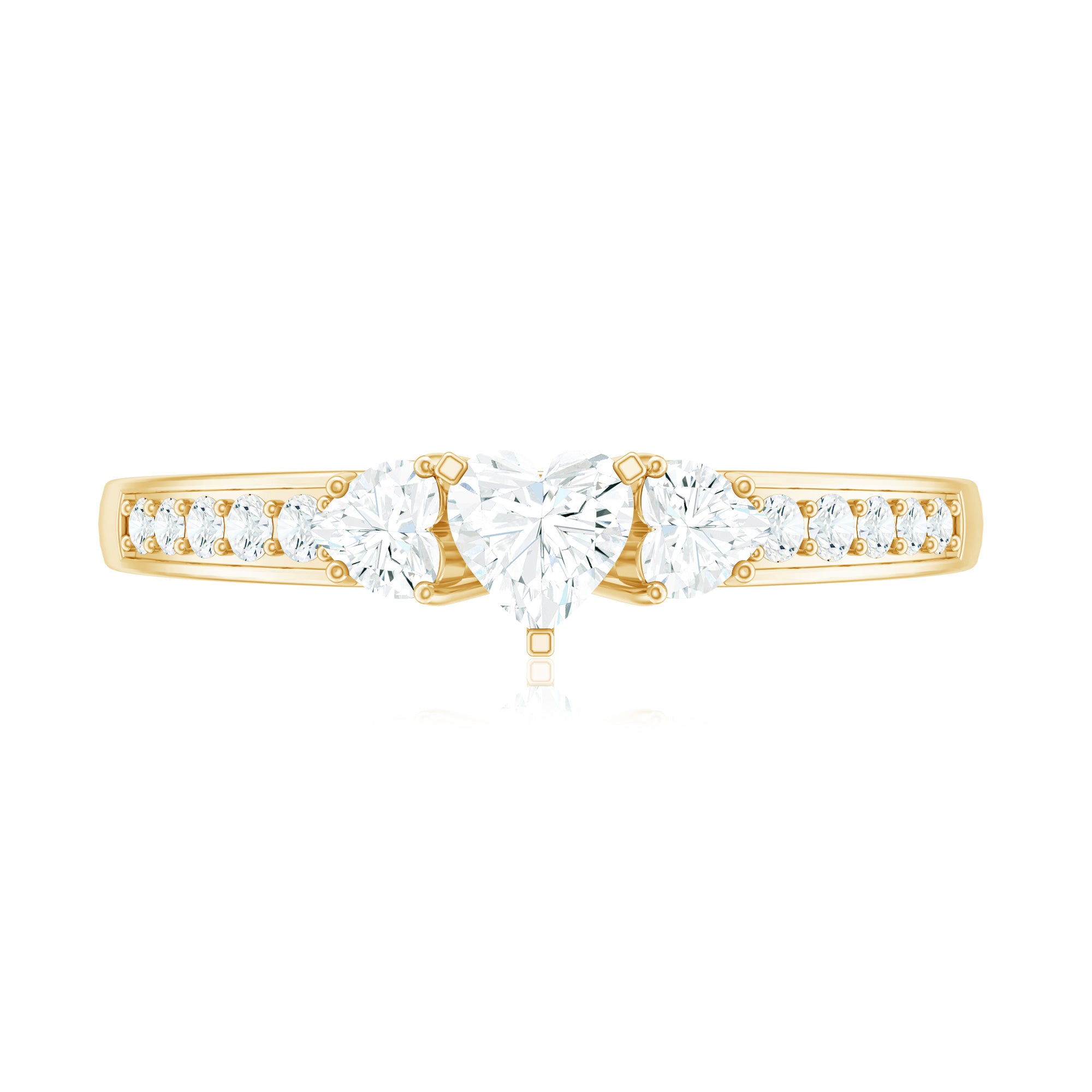 Heart Shape Zircon Anniversary Ring with Side Stones AAAA - Rosec Jewels