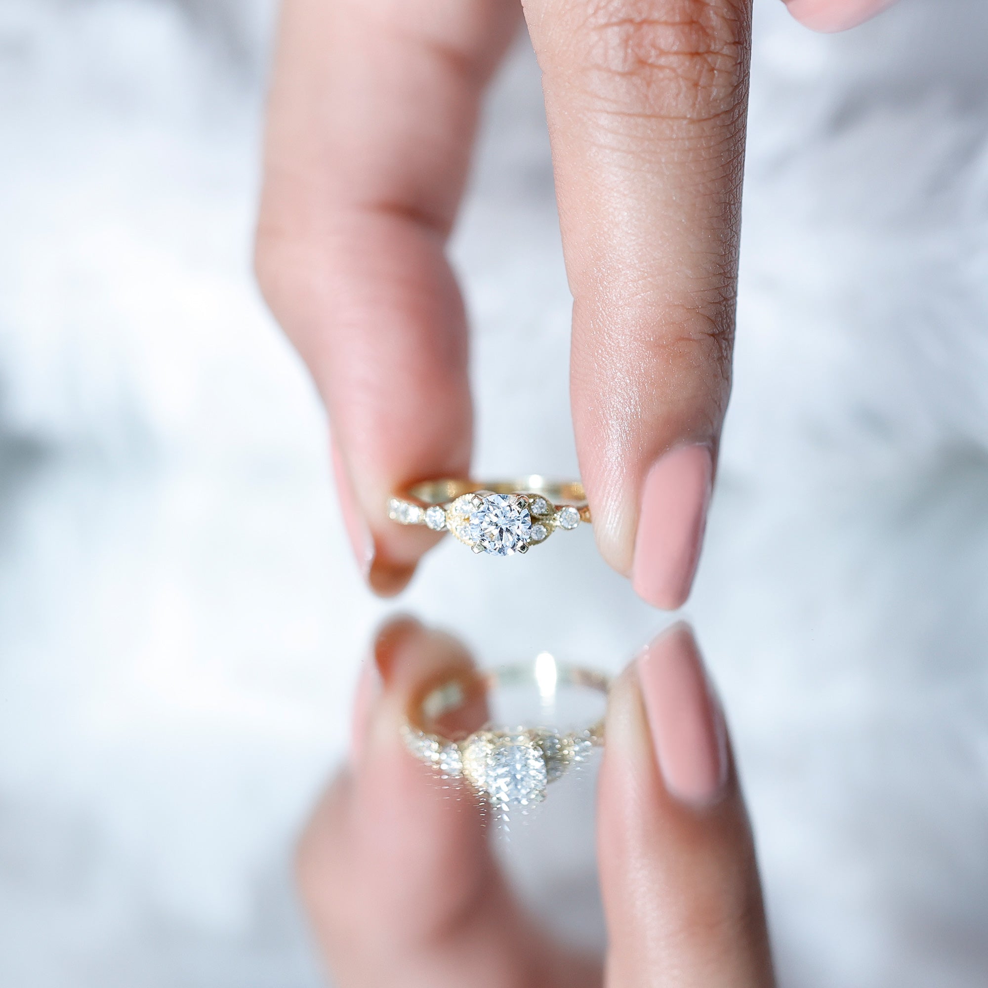 Rosec Jewels-Vintage Inspired Zircon Engagement Ring for Women