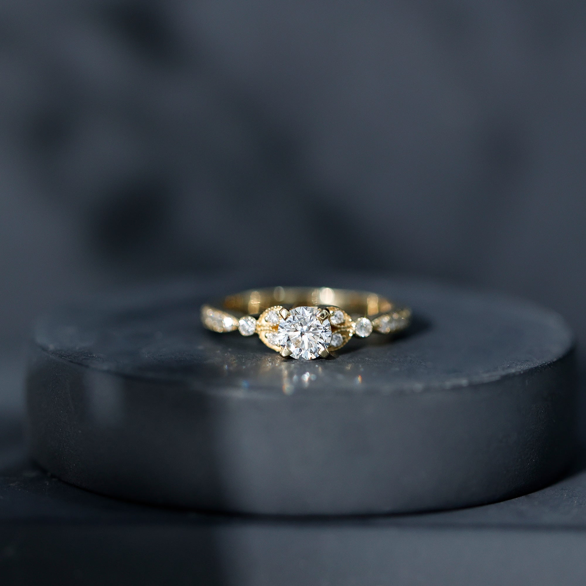 Rosec Jewels-Vintage Inspired Zircon Engagement Ring for Women