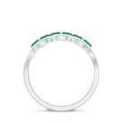 Rosec Jewels-Natural Marquise Emerald Half Eternity Anniversary Ring with Diamond