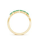 Rosec Jewels-Natural Marquise Emerald Half Eternity Anniversary Ring with Diamond