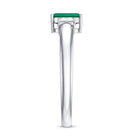 Rosec Jewels-Emerald Cut Emerald and Diamond 3 Stone Promise Ring for Her