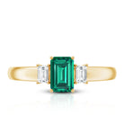 Rosec Jewels-Emerald Cut Emerald and Diamond 3 Stone Promise Ring for Her