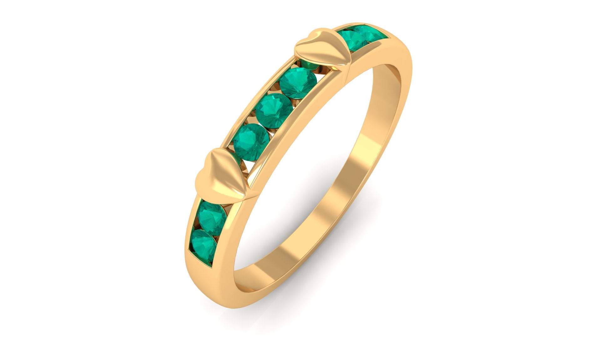 Natural Emerald Heart Eternity Ring in Channel Setting AAA - Rosec Jewels