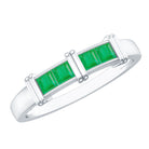 Princess Cut Real Emerald Band Ring in Channel Setting AAA - Rosec Jewels