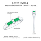 Princess Cut Real Emerald Band Ring in Channel Setting AAA - Rosec Jewels