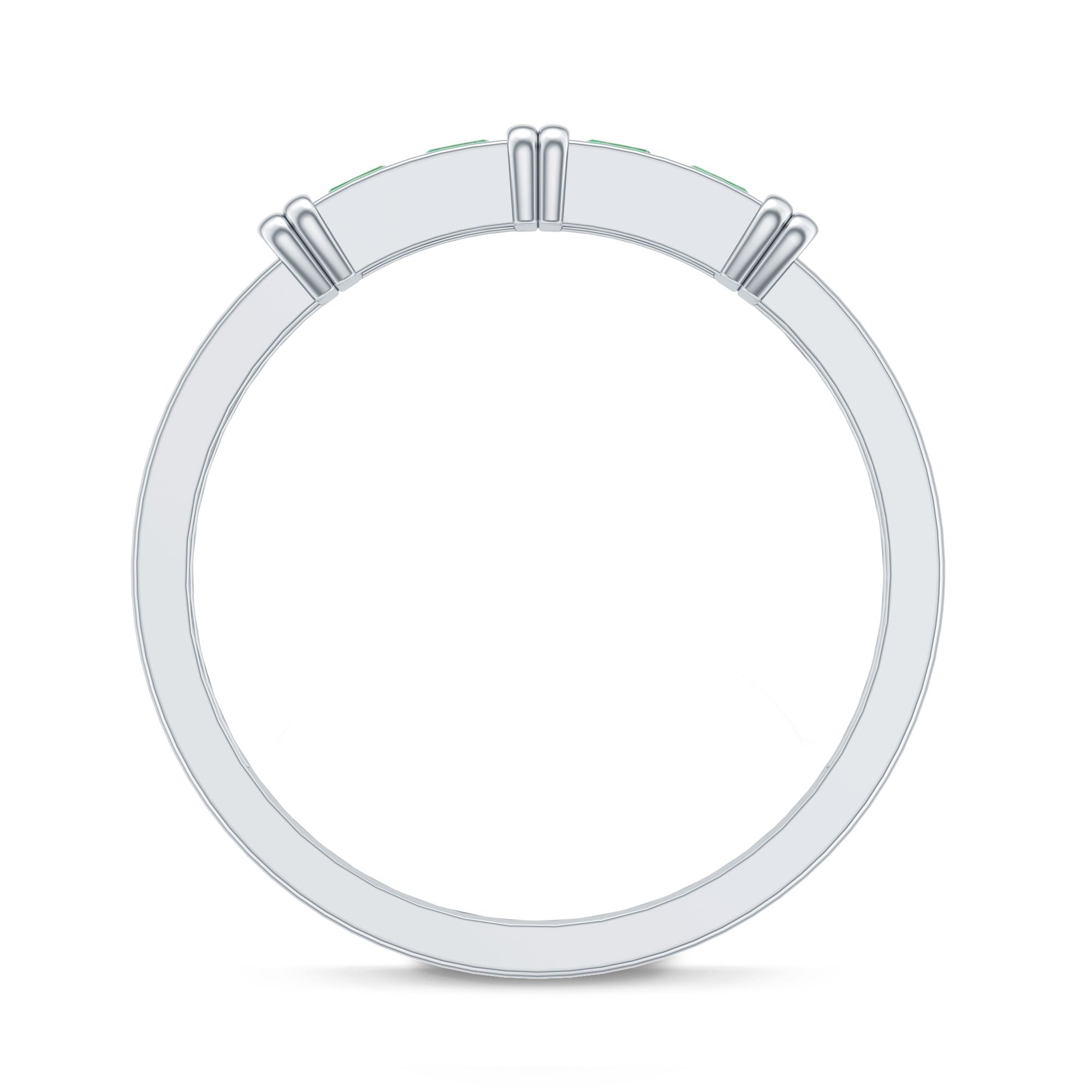 Princess Cut Real Emerald Band Ring in Channel Setting AAA - Rosec Jewels