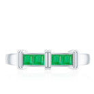 Princess Cut Real Emerald Band Ring in Channel Setting AAA - Rosec Jewels