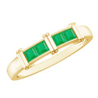 Princess Cut Real Emerald Band Ring in Channel Setting AAA - Rosec Jewels
