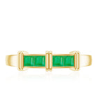 Princess Cut Real Emerald Band Ring in Channel Setting AAA - Rosec Jewels