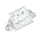 Princess Cut Moissanite Celtic Engagement Ring in Bezel Setting D-VS1 - Rosec Jewels