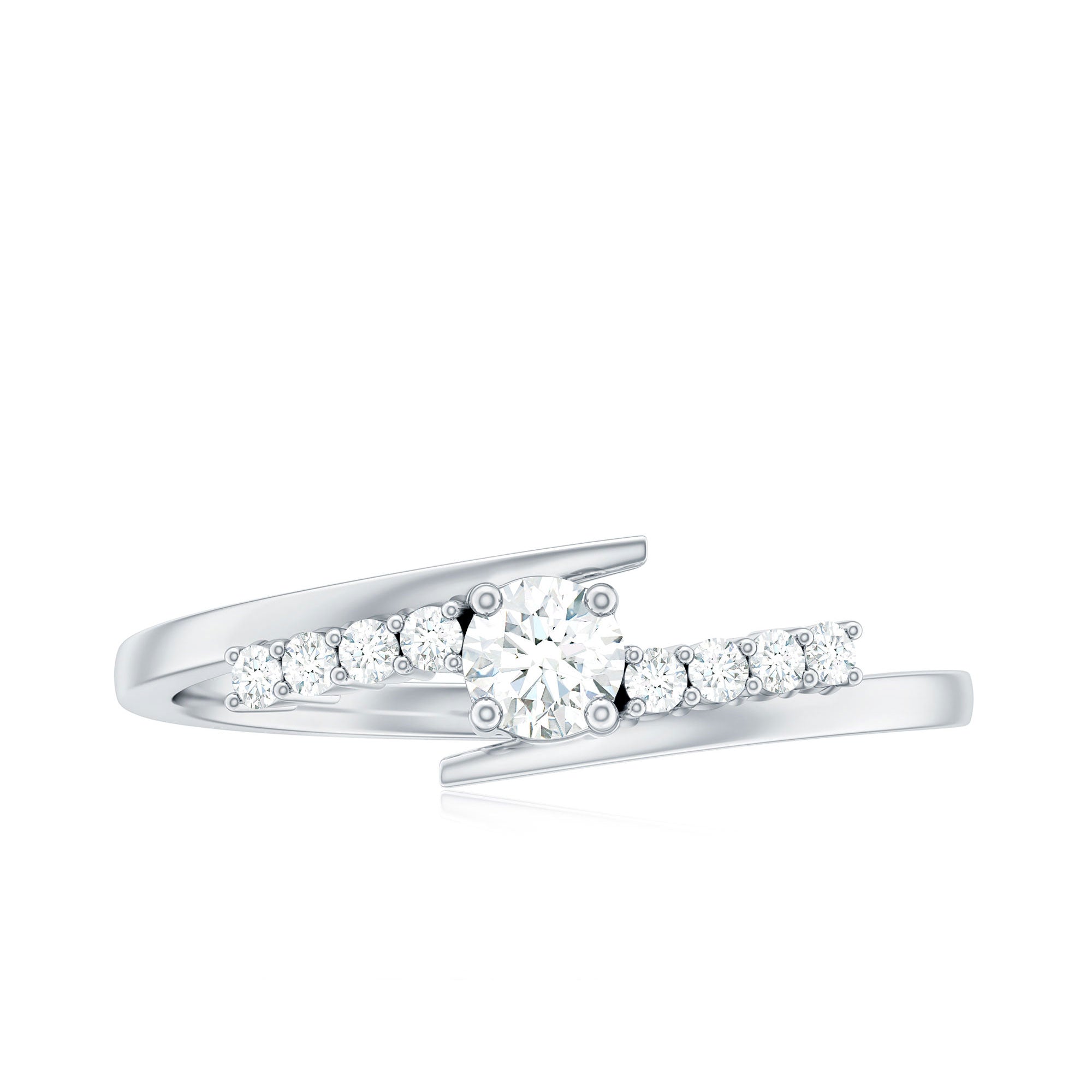 Diamond Promise Ring with Bypass Shank Natural - ( HI-SI ) - Rosec Jewels