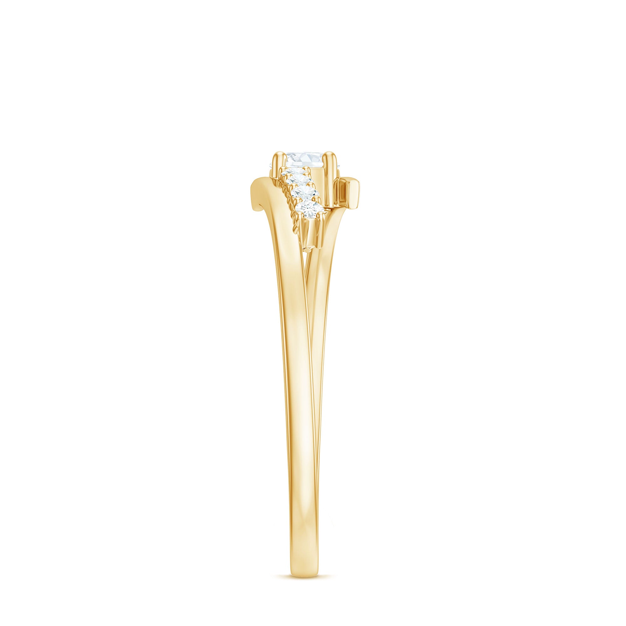 Diamond Promise Ring with Bypass Shank Natural - ( HI-SI ) - Rosec Jewels