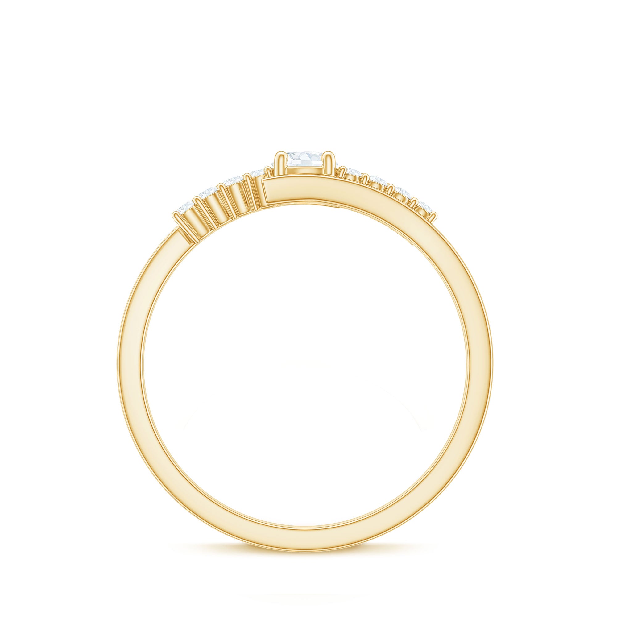 Diamond Promise Ring with Bypass Shank Natural - ( HI-SI ) - Rosec Jewels