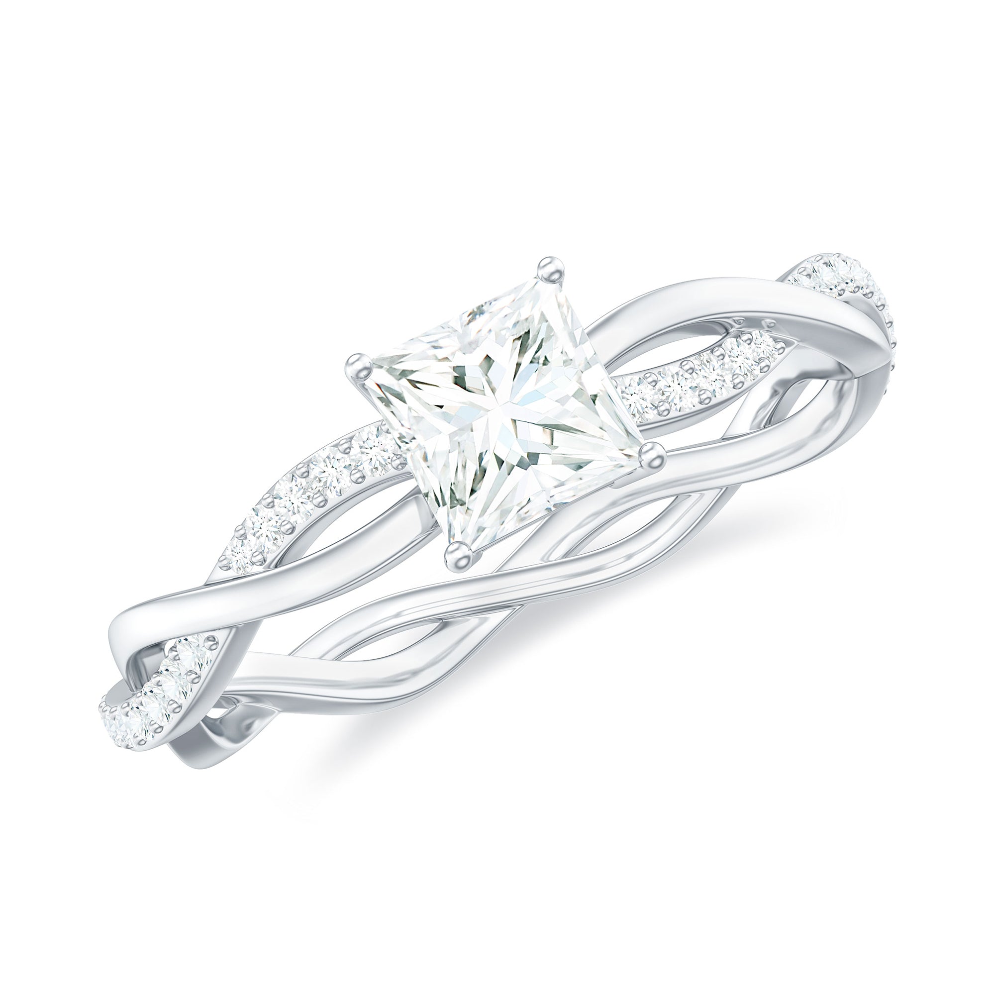Princess Cut Moissanite Solitaire Braided Promise Ring