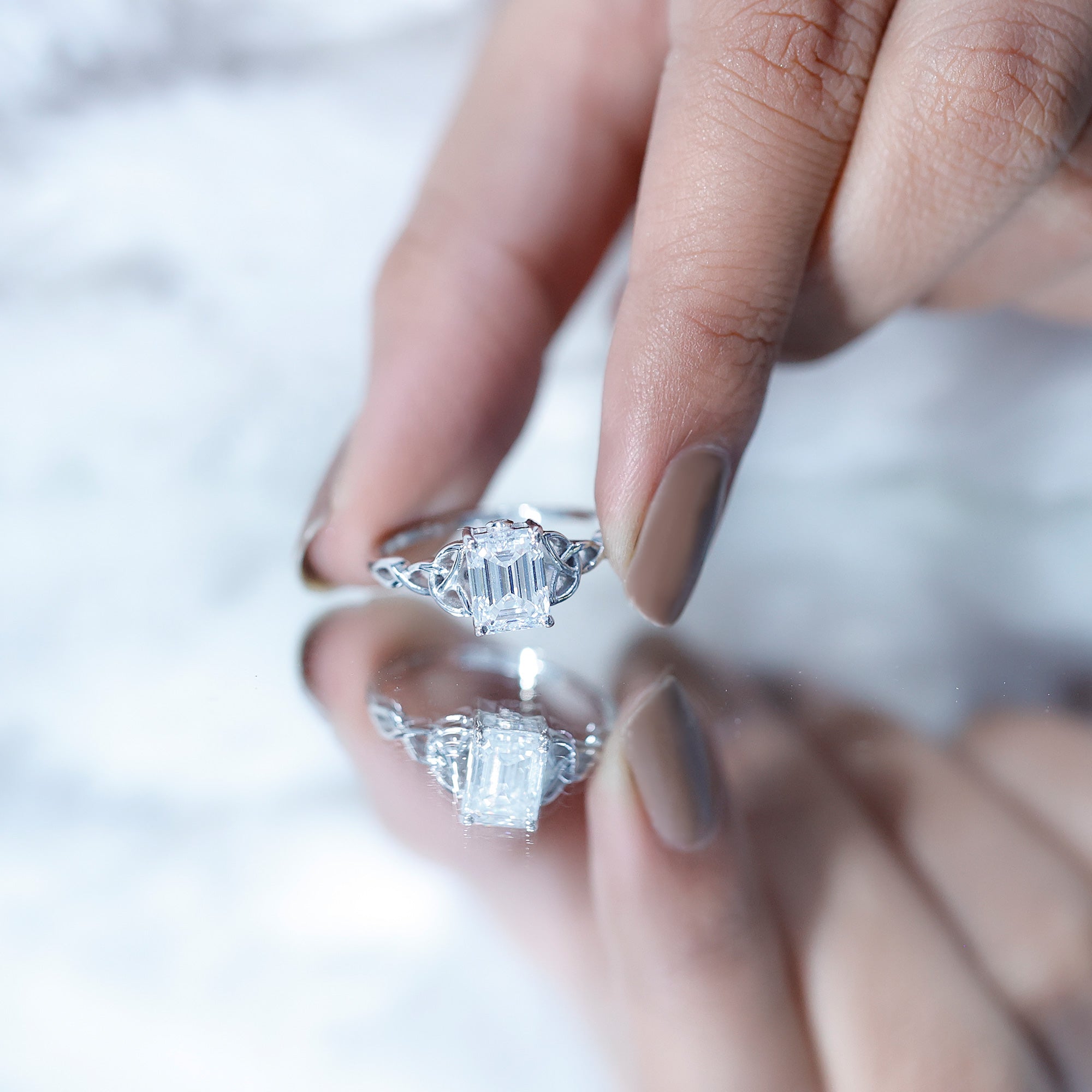 Rosec Jewels-2 CT Moissanite Engagement Ring with Celtic Details
