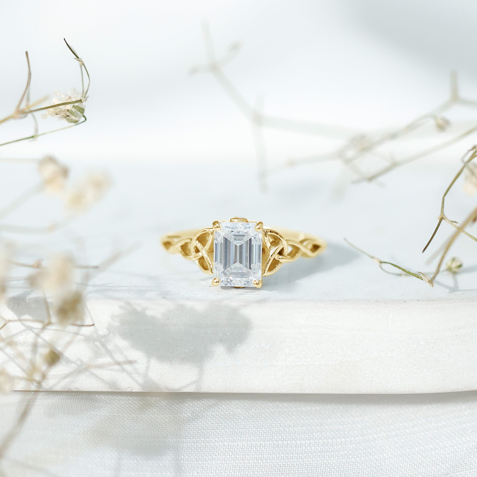 Rosec Jewels-2 CT Moissanite Engagement Ring with Celtic Details