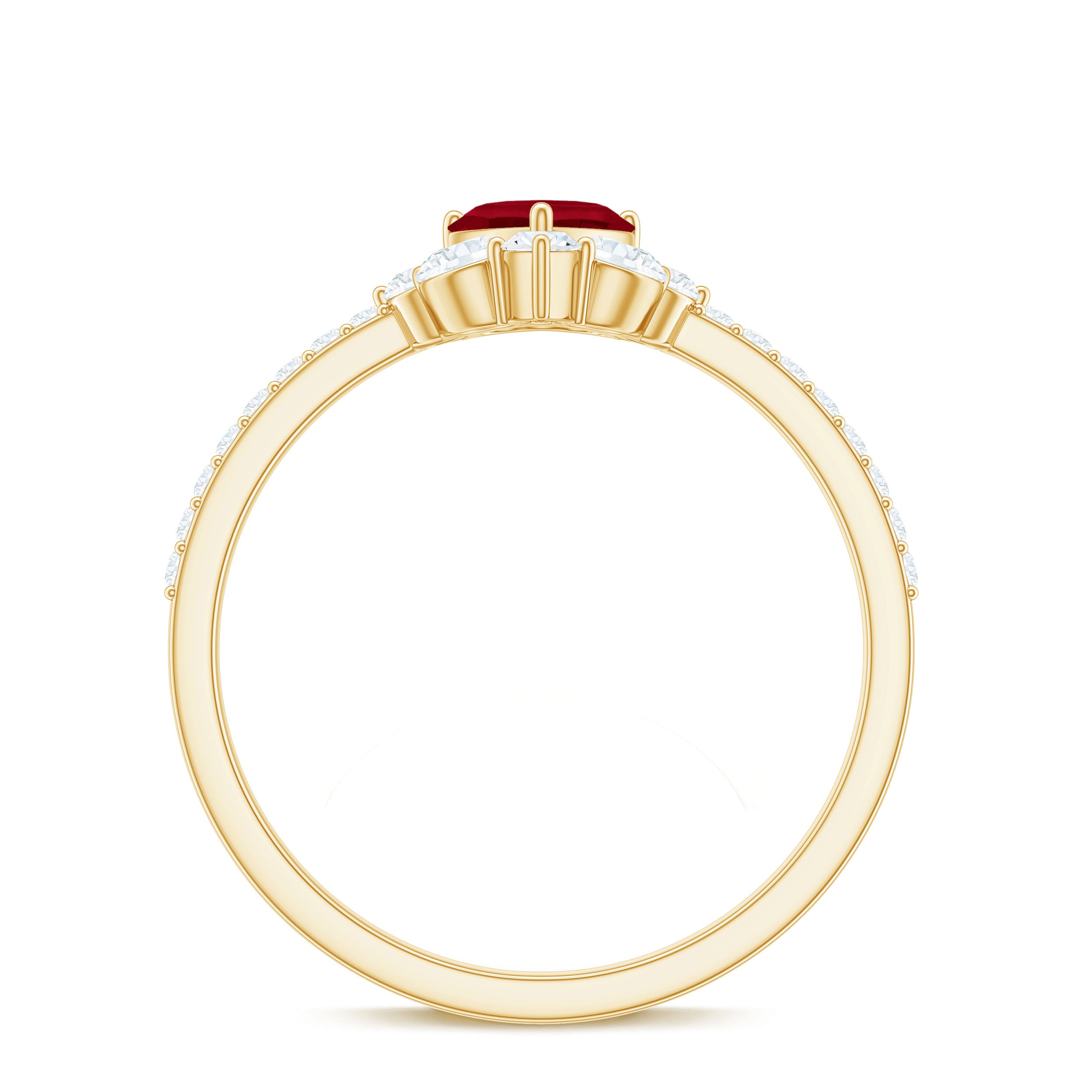 Rosec Jewels-Natural 0.6 Carat Ruby Heart Promise Ring with Diamond for Women
